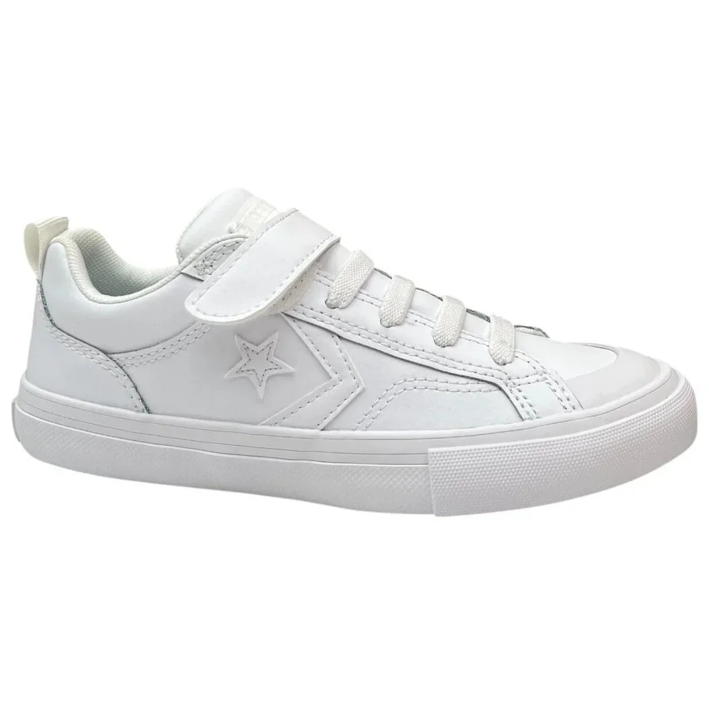 Converse Pro Blaze Youth Boys Girls Slip-on‎ Leather Sneaker Size 3Y Solid White